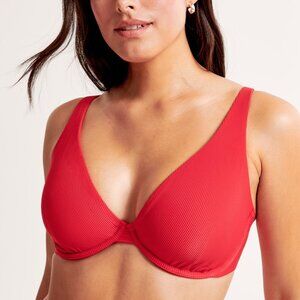 NWT Abercrombie Curve Love High Apex Underwire Bikini Top Sizes M & L in Garnet